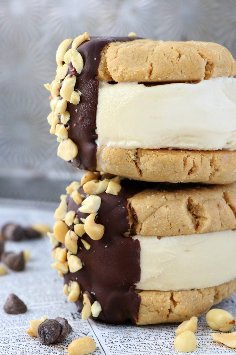 Vegan Chocolate Dipped Peanut Butter Cookie Sandwiches