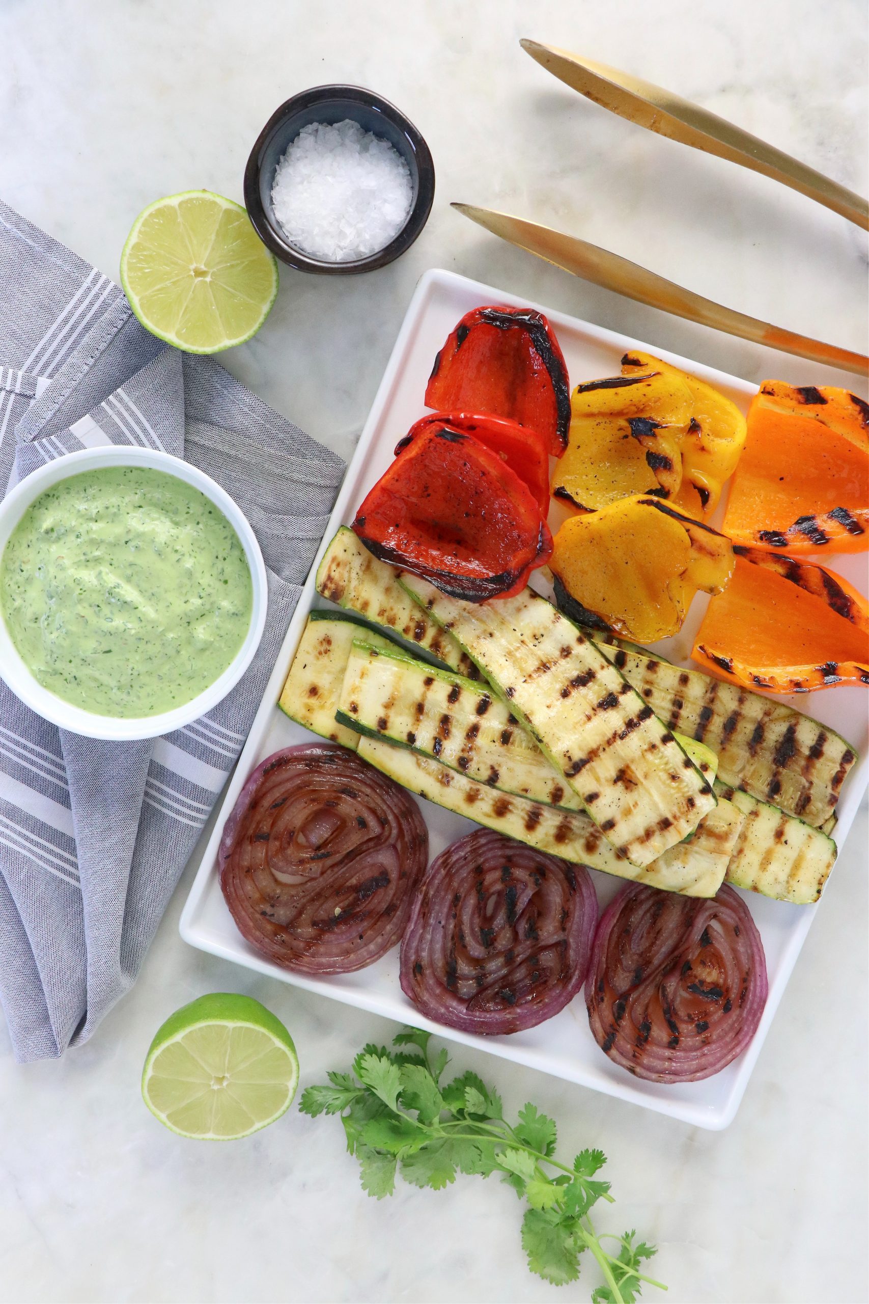 Grilled Veggies with Creamy Chimichurri Sauce