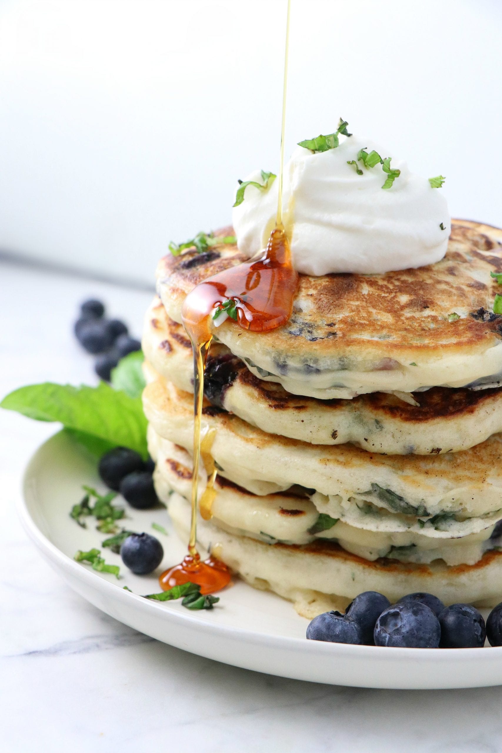 Vegan Blueberry Basil Pancakes