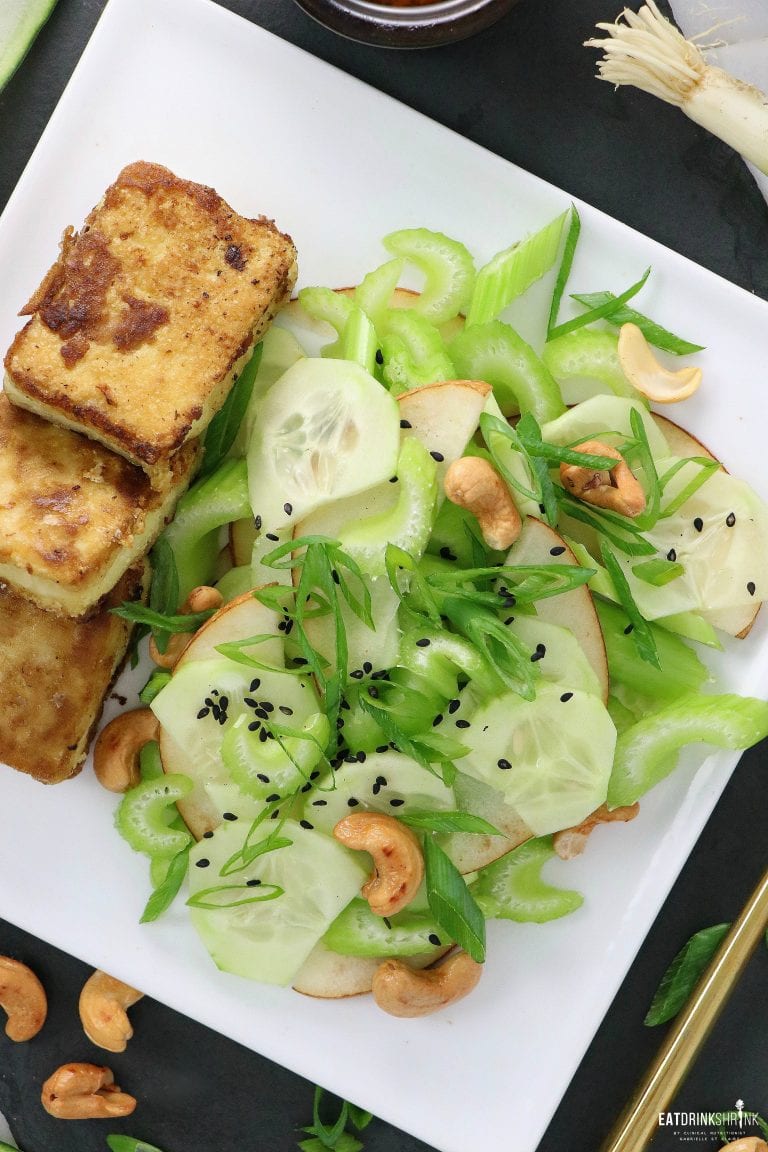 Vegan Crispy Tofu with Asian Pear Salad