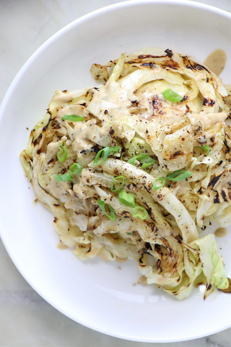 Grilled Cabbage Steaks with Tahini Dressing