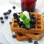 Vegan GF Almond Flour Waffles with Blueberry Sauce