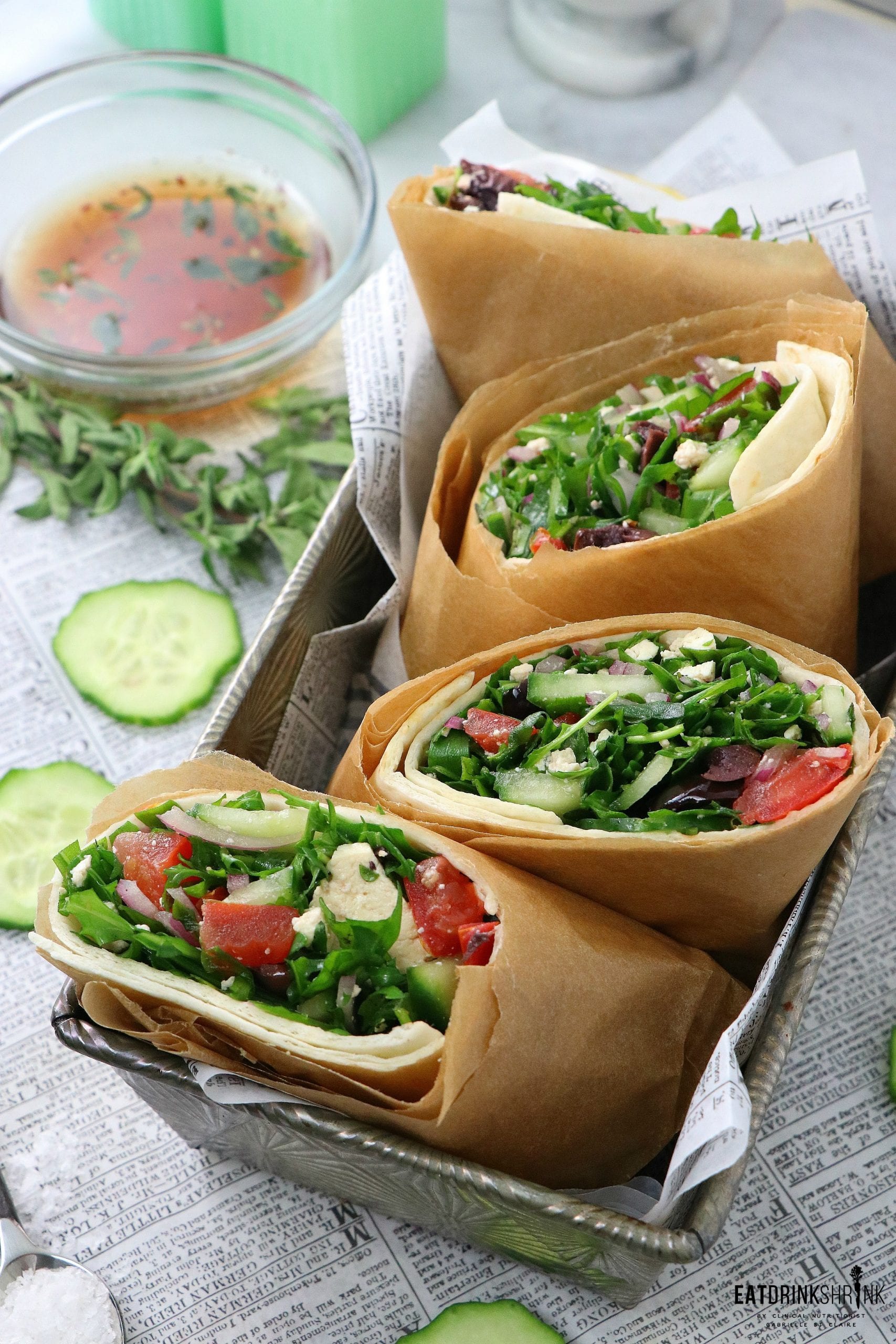 Vegan Greek Salad Wrap with Homemade Tofu Feta