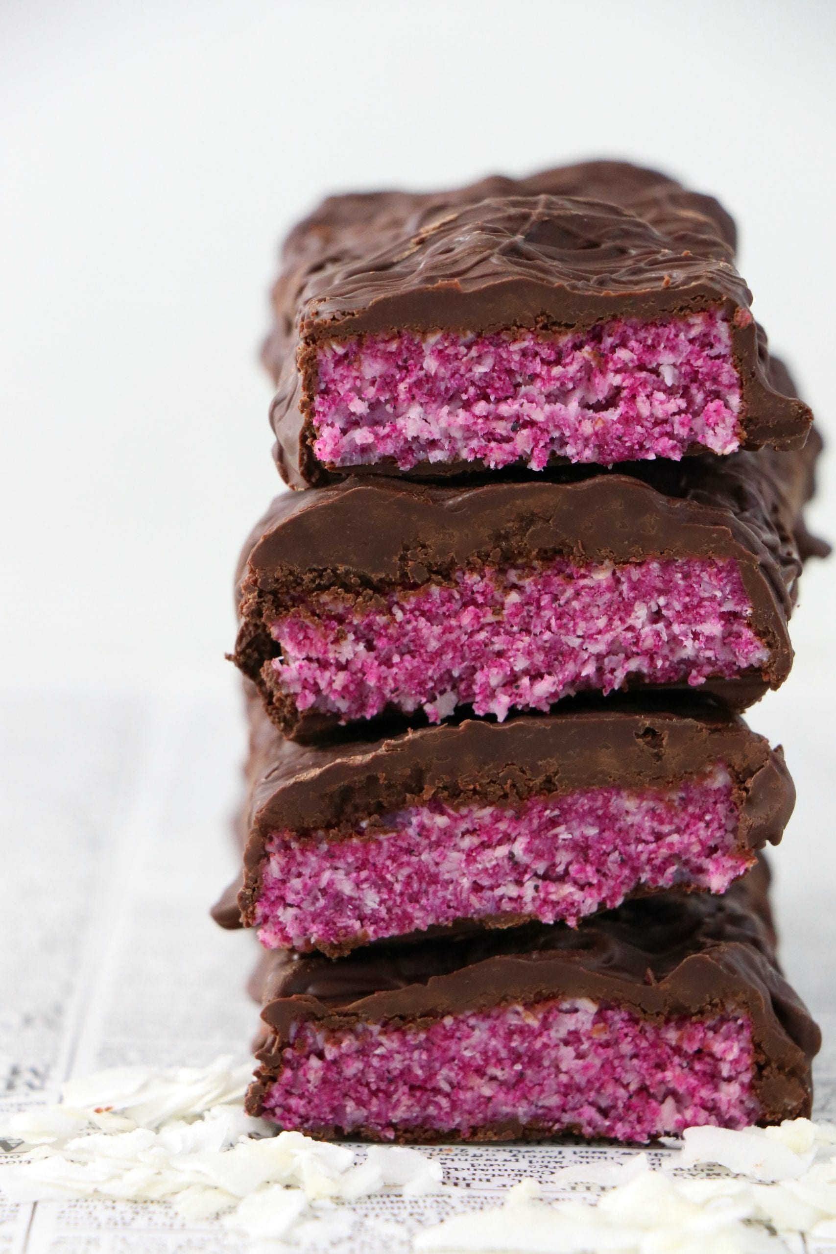 5 Ingredient Vegan Dark Chocolate Pink Coconut Bars