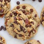 Vegan Levain Style Oatmeal Raisin Chocolate Chip Cookies with Walnuts