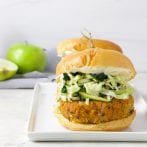 Vegan Butternut Squash Burger with Kale Apple Slaw