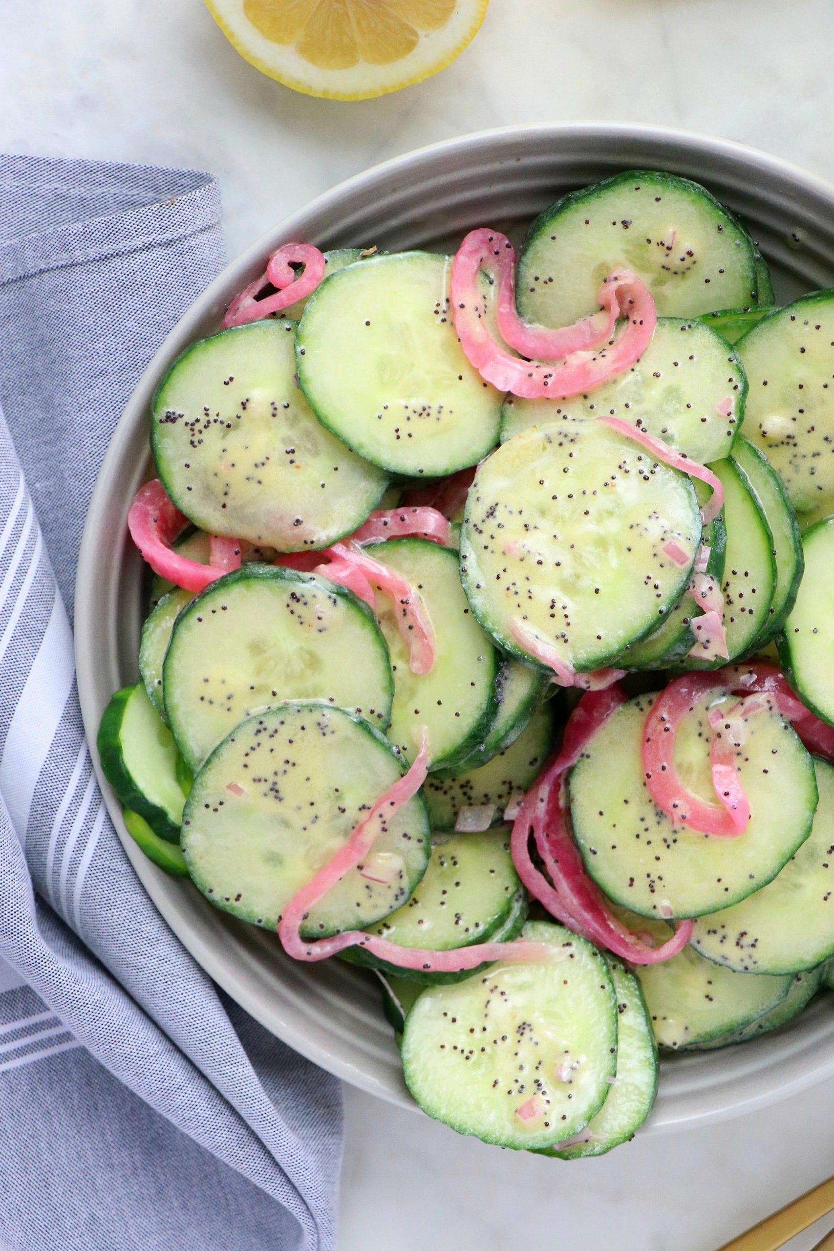 Vegan Lemon Poppy Seed Cucumber Salad