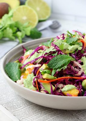 Vegan Thai Cabbage Salad with Creamy Cilantro Dressing