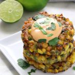 Vegan Fire Roasted Jalapeño Corn Fritters with Chipotle Aioli