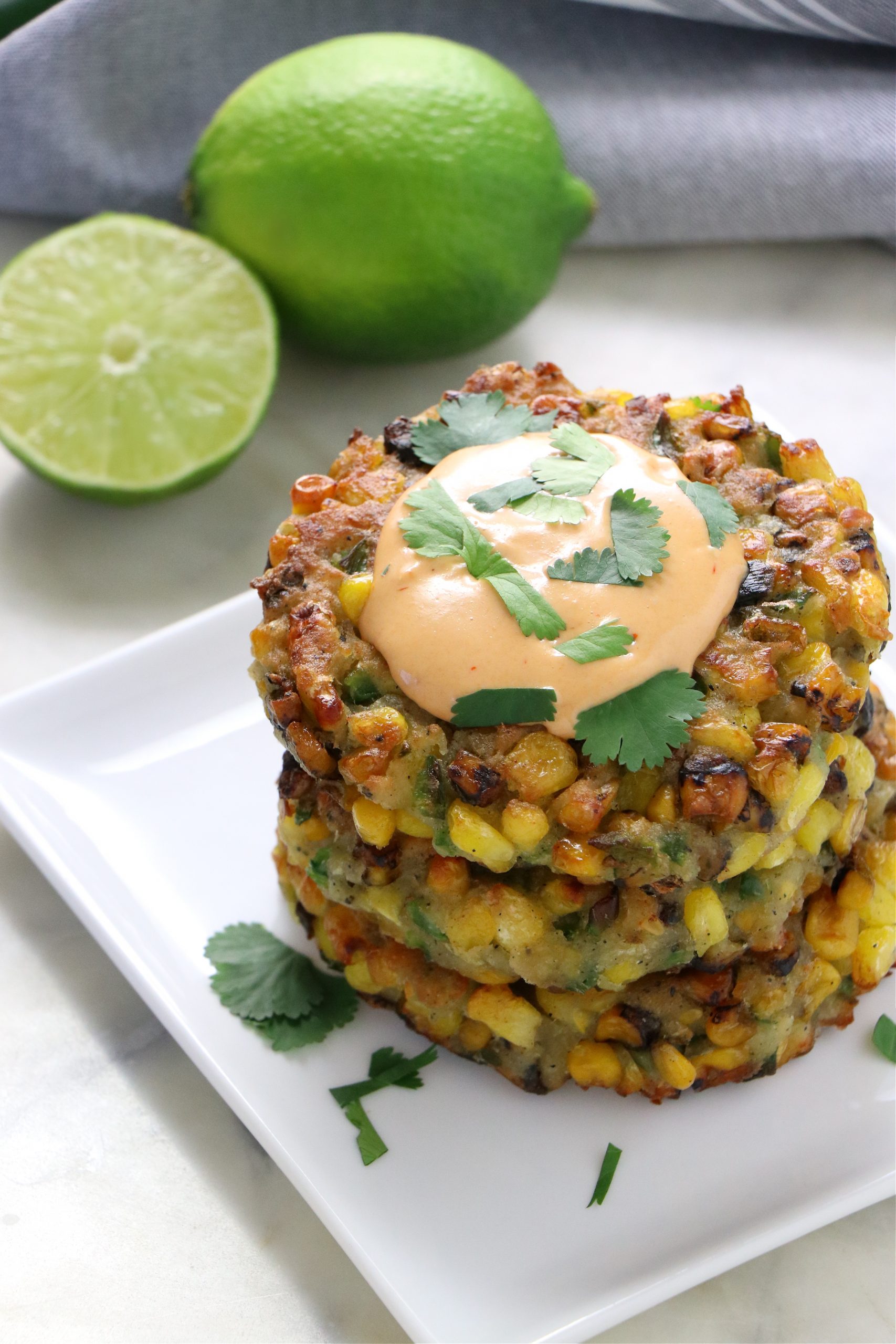 Vegan Fire Roasted Jalapeño Corn Fritters with Chipotle Aioli