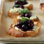 Vegan Herb Cashew Cheese with Pickled Blueberries