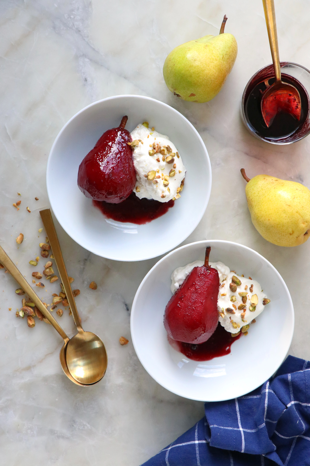 Vegan Red Wine Poached Pears