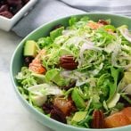 Vegan Shaved Brussels Salad with Citrus and Olives