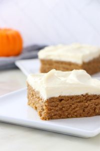 Vegan Pumpkin Cookie Bars with Cream Cheese Icing