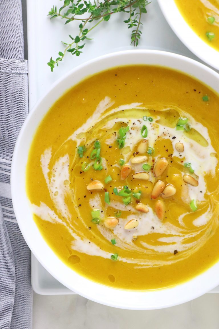 Vegan Roasted Butternut Squash Soup with Brown Butter