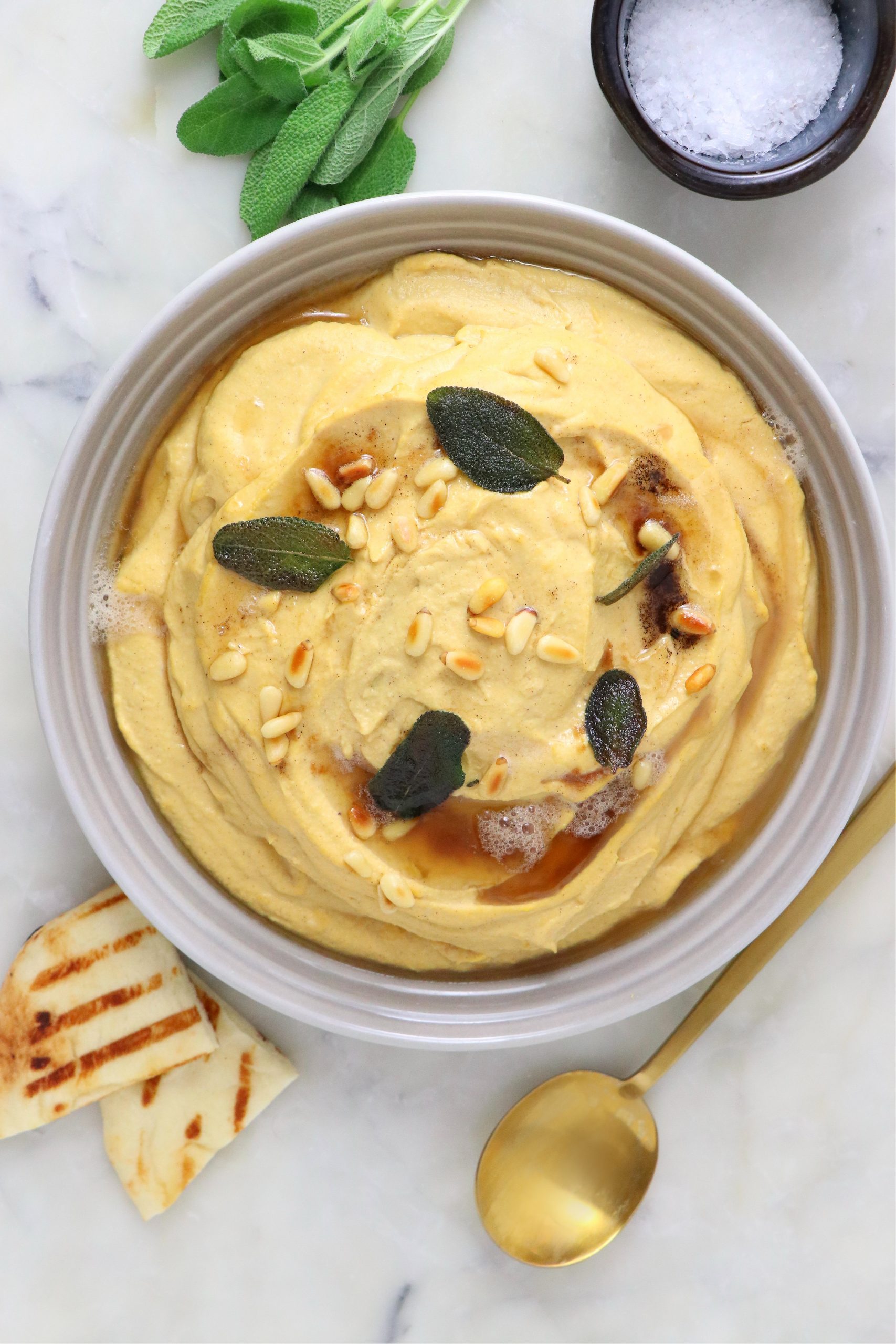 Vegan Butternut Squash Hummus with Brown Butter and Sage