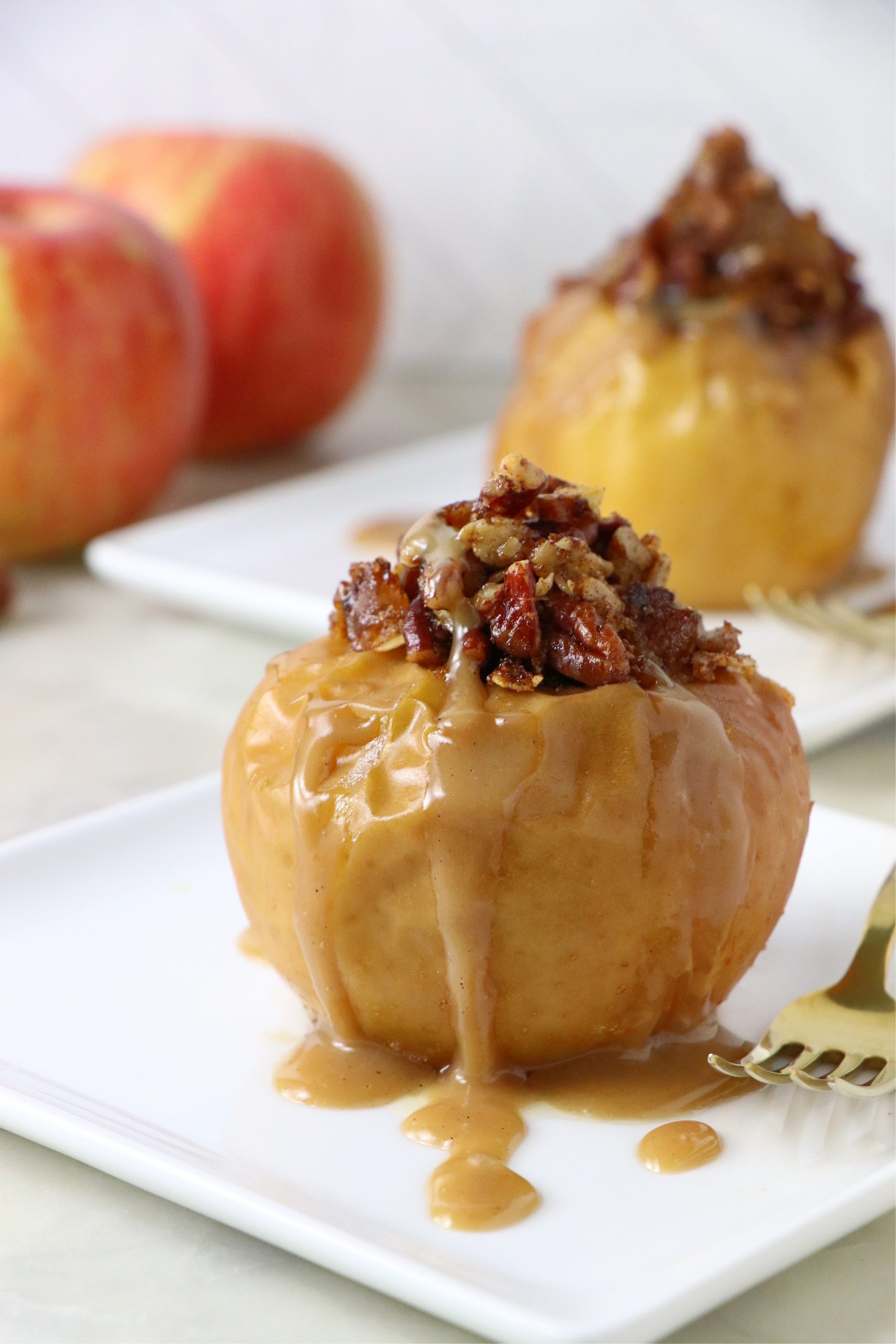 Vegan Baked Apples with Salted Brown Butter Caramel