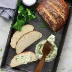 Vegan Pretzel Bread with Garlic + Herb Butter