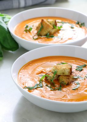 Vegan Creamy Roasted Red Pepper Soup