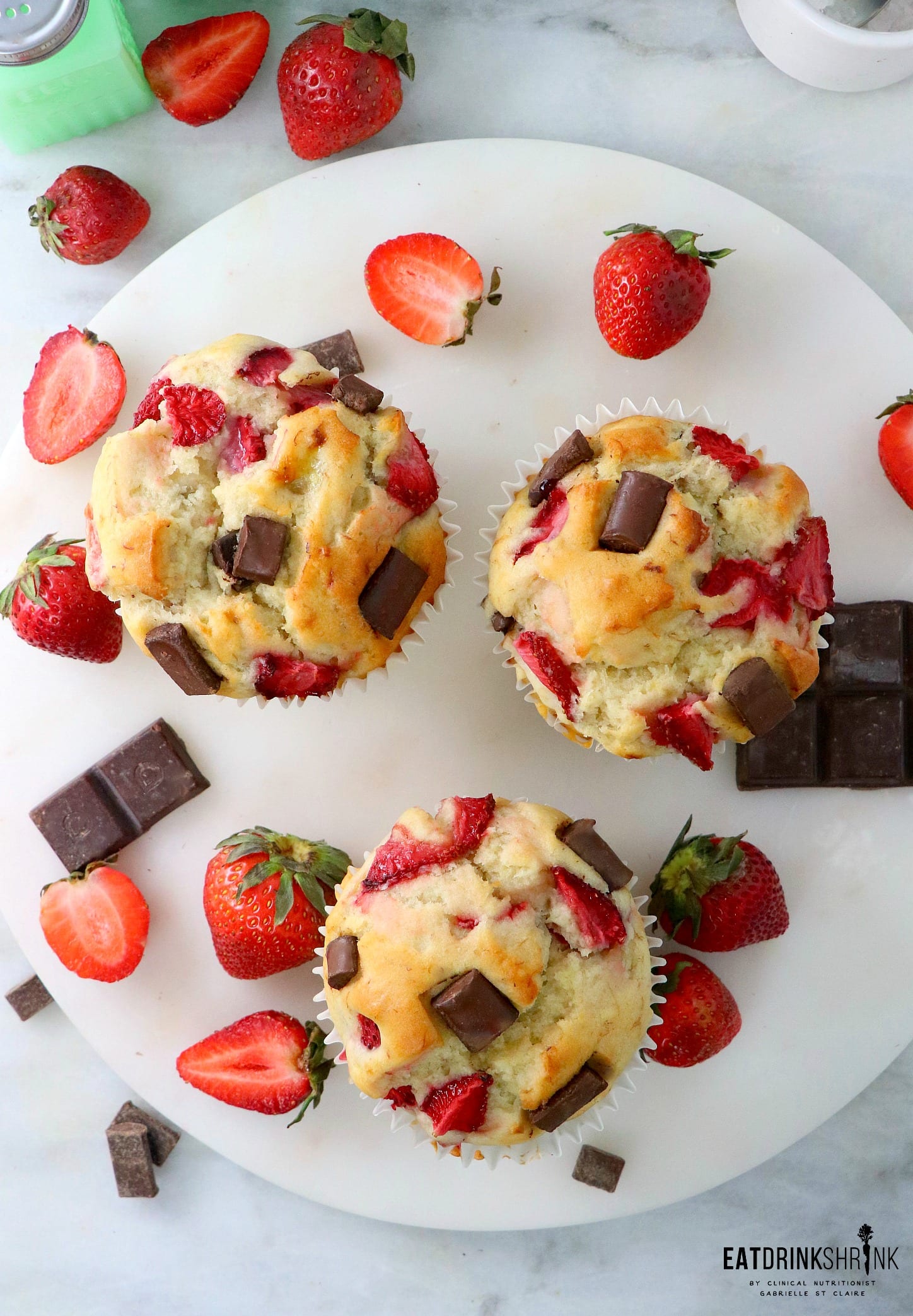 Vegan Dark Chocolate Strawberry Muffins