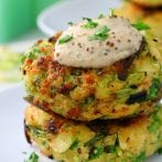 Vegan Brussels Sprout Fritters with Dijon Aioli
