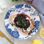 Pickled Blueberry Toast with Basil and Lemon