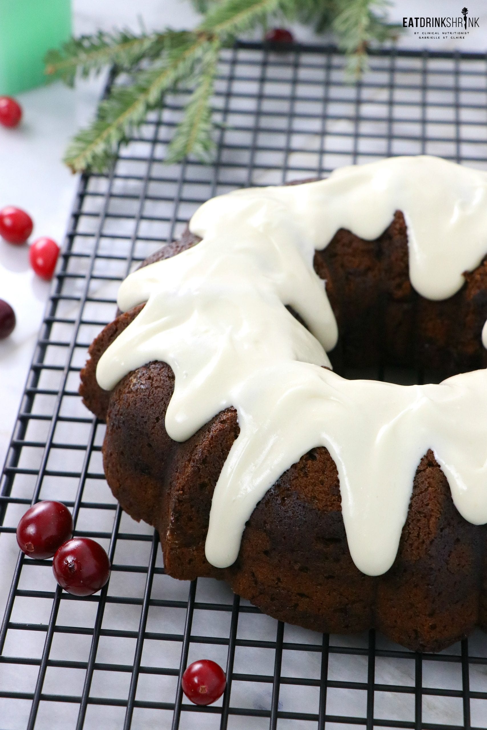 Vegan Gingerbread Bundt Cake with Cream Cheese Icing
