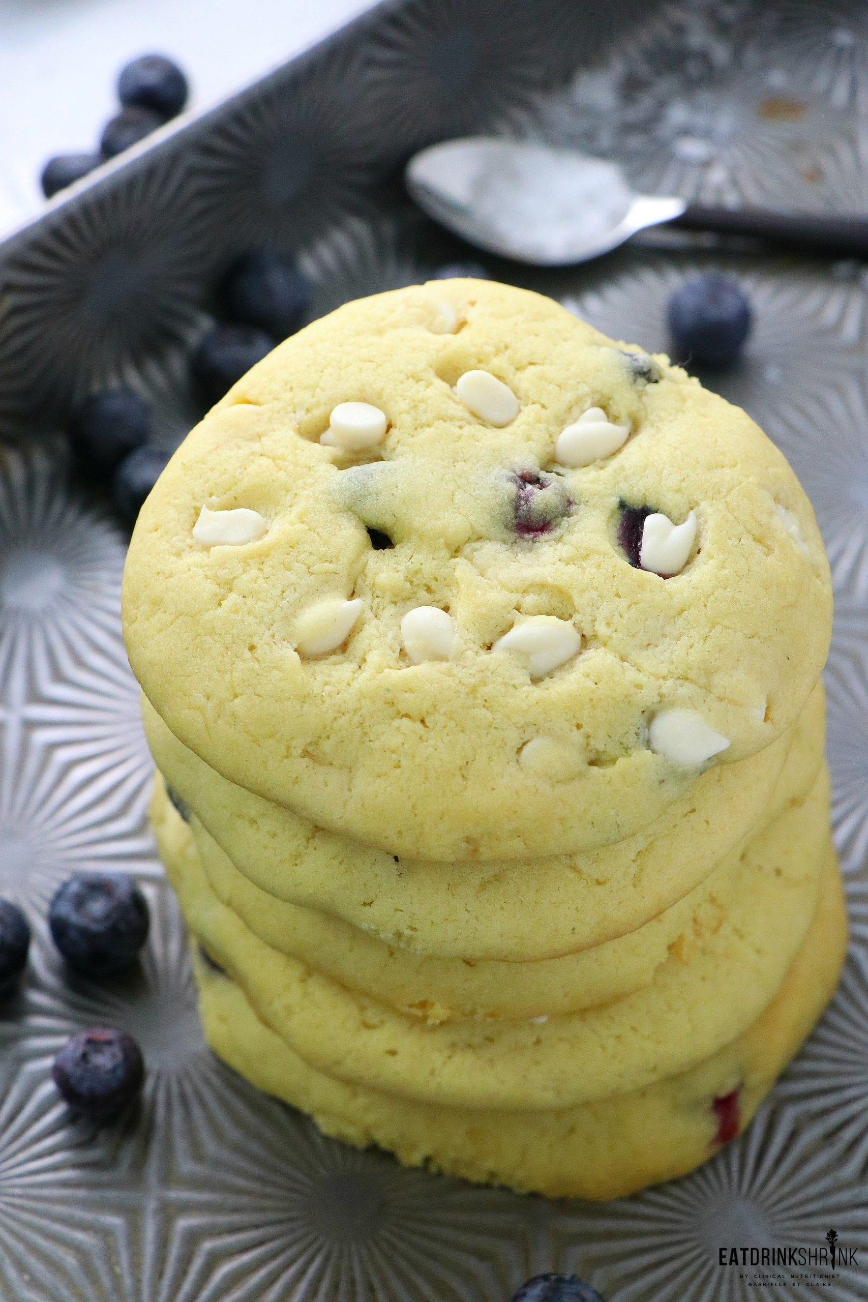Vegan Soft Baked White Chocolate Blueberry Cookies