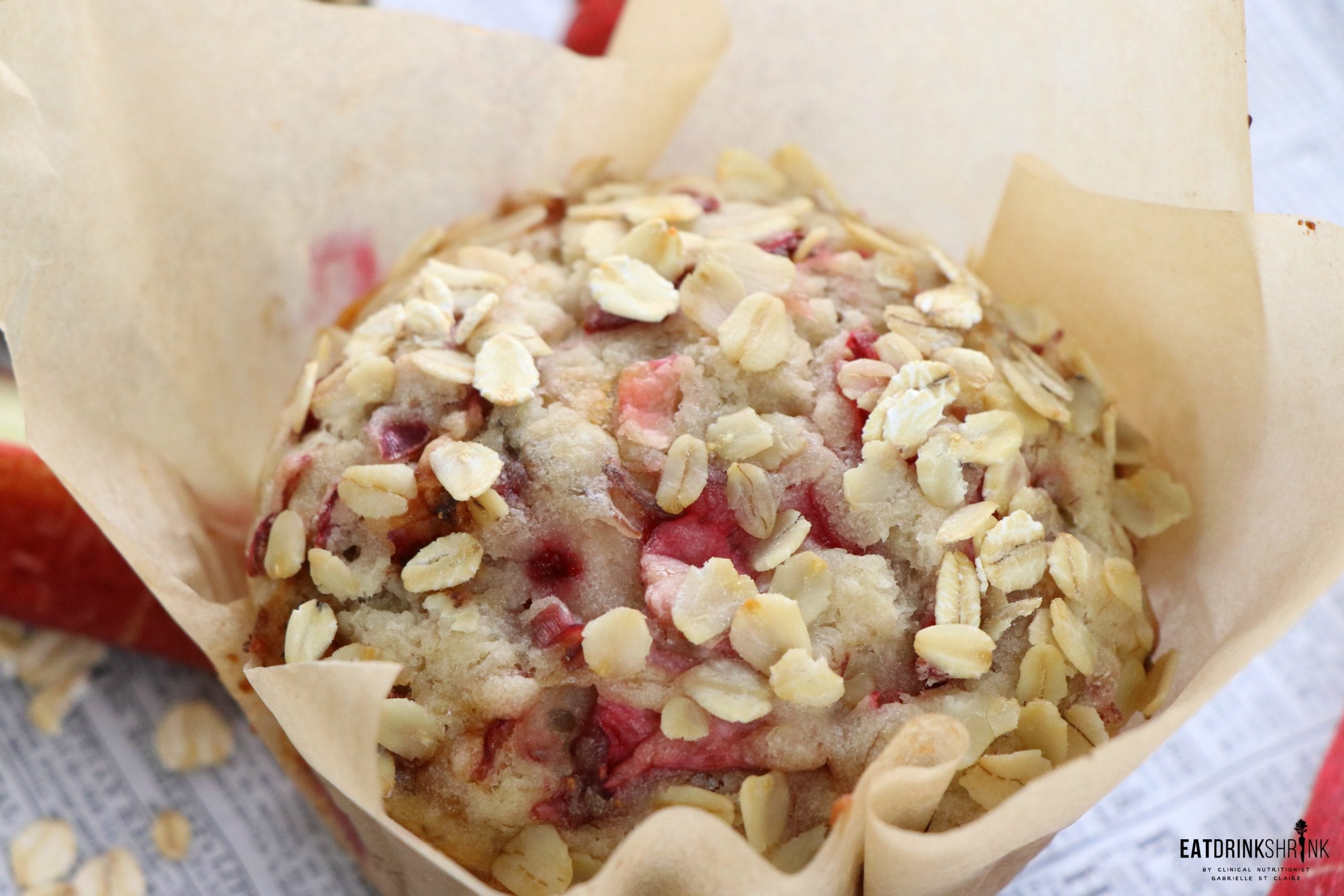 Vegan Strawberry Rhubarb Muffins - Resplendent Kitchen