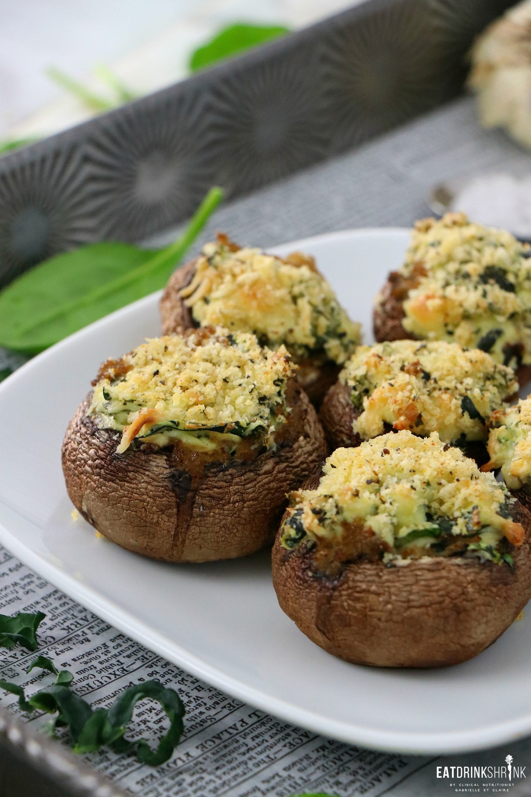 Vegan Spinach and Kale Stuffed Mushrooms