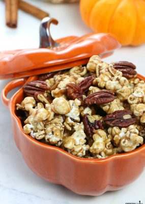 Vegan Pumpkin Spice Caramel Corn