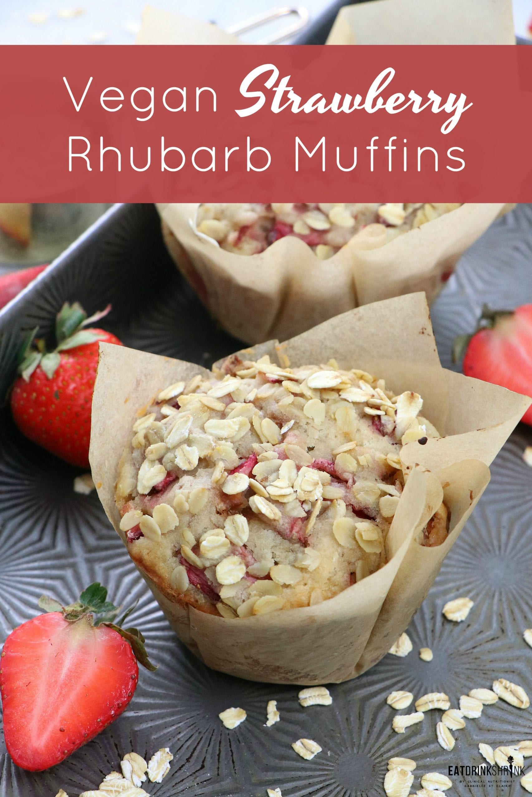 Vegan Strawberry Rhubarb Muffins - Resplendent Kitchen